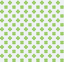 Clover. Seamless pattern of green clover leaves. Vector illustration isolated on light gray background.
