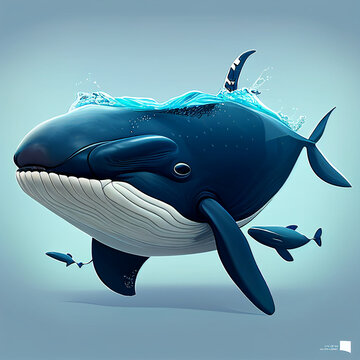 Ilustração de uma baleia no oceano