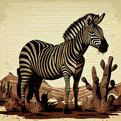 Animal selvagem zebra listrada em um fundo neutro