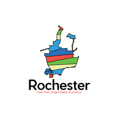Map Of Rochester City Colorful Geometric Design