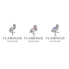 Obraz premium flamingos logo design. flamingo line art illustration. as a symbol or icon