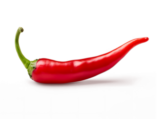 Red hot chili pepper isolated on transparent and white background, png