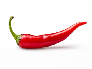 Tuinposter Red hot chili pepper isolated on transparent and white background, png © Medard