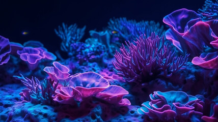 Fototapeta na wymiar Coral reefs background with neon glow