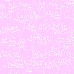 Cat light pink background for pet shop, veterinary clinic, pet store, zoo, shelter. Cartoon cat characters seamless pattern