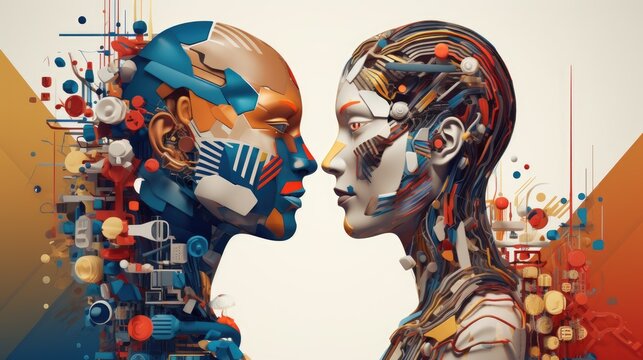 An image that represents the collaboration between humans and AI  generative ai