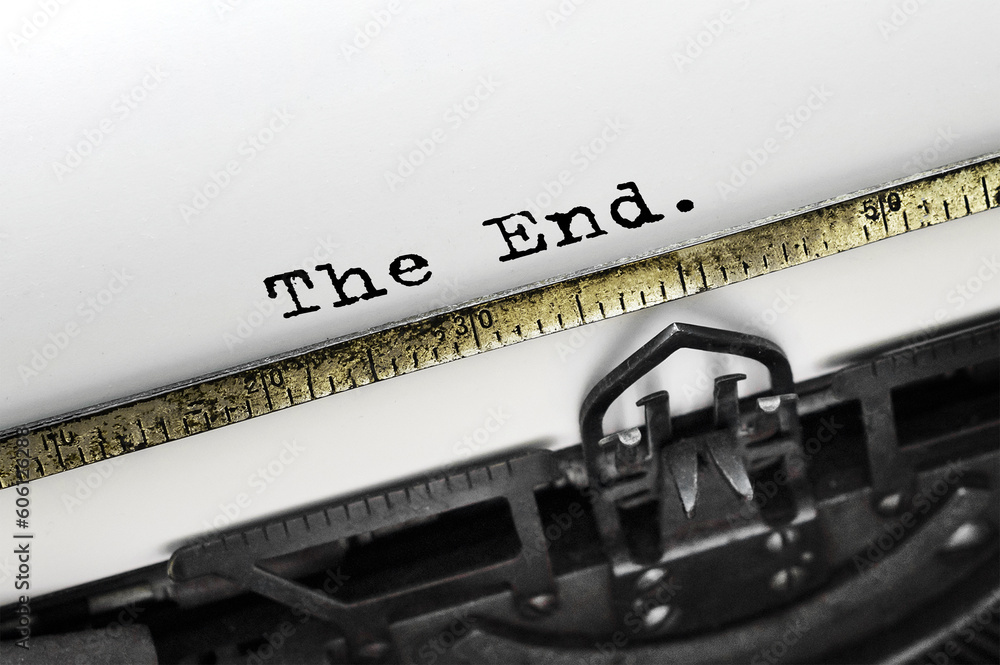 Poster text the end typed on typewriter