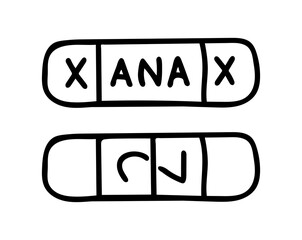 Xanax doodle cartoon pills. Groovy  hand drawn psychedelic medication (Full Vector)