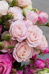 Pink flowers. Fresh peony roses. Master classes and floristry courses. Flower delivery.