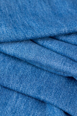 details of a blue denim fabric made of natural cotton