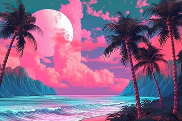 tropical island with palm trees