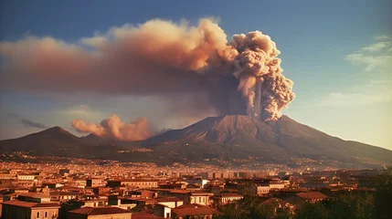 Foto op Canvas Volcanic eruption on the background of the city of Naples, Italy. Generative AI. © AS Photo Family