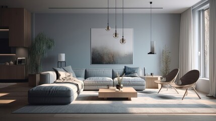 Contemporary Serenity: A Digital Illustration of a Minimalistic Living Room 4. Generative AI