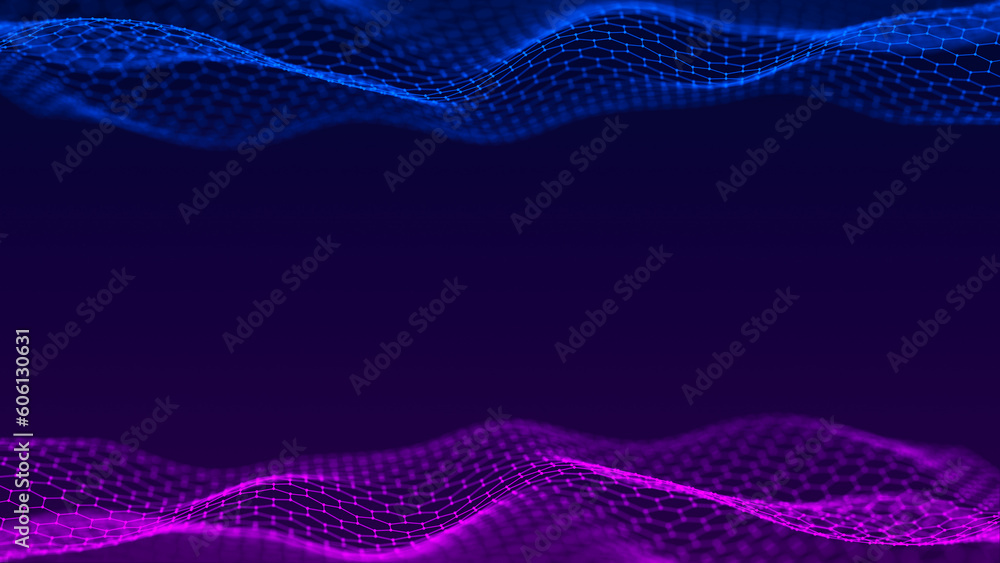 Poster abstract digital wave. digital network background. 3d rendering