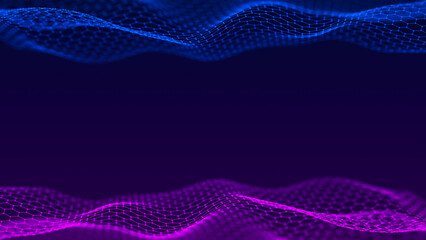 Abstract digital wave. Digital network background. 3D rendering