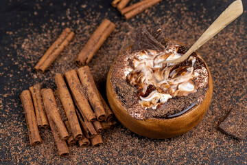 Milk sweet yogurt with bifidobacteria and chocolate