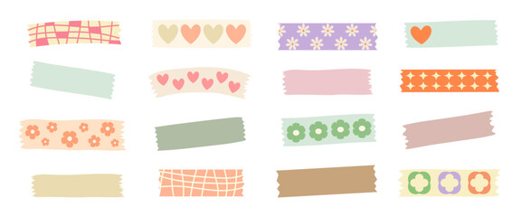 Sticky tapes set. Cute torn paper stripes