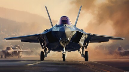 Fototapeta na wymiar Lockheed Martin F-35 Lightning II. Generative AI