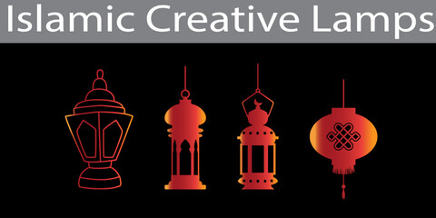 Vector illustration of an eastern lamp for an Islamic mosque or Arabian lighting for Ramadan. Islamic lamp symbols in a vector