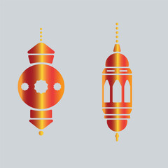 Vector illustration of an eastern lamp for an Islamic mosque or Arabian lighting for Ramadan. Islamic lamp symbols in a vector