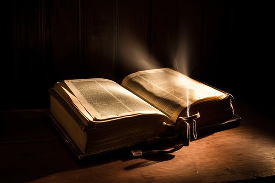 Bible with light coming out of it, generative ai
