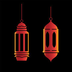 Vector illustration of an eastern lamp for an Islamic mosque or Arabian lighting for Ramadan. Islamic lamp symbols in a vector