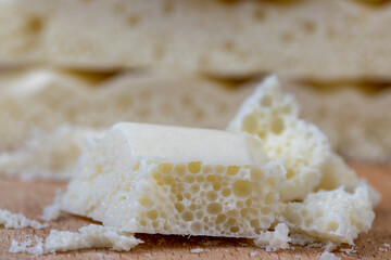 White Chocolate Bar with bubbles close-up