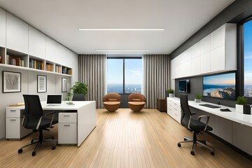 Naklejka na ściany i meble most beautiful desktop, room, office room, and interior designs Generative Ai technology