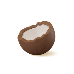 3d Fresh Fruit Coconut Concept Cartoon Style Isolated on a White Background. Vector illustration of Coco