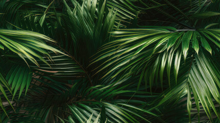 Palm leaves, green tropical pattern, leaves in the tropics forest. generative ai, generative, ai