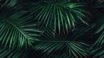 Palm leaves, green tropical pattern, leaves in the tropics forest. generative ai, generative, ai