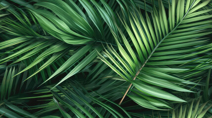 Palm leaves, green tropical pattern, leaves in the tropics forest. generative ai, generative, ai
