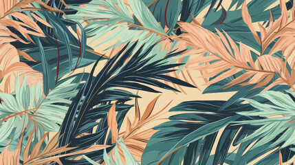 Fototapeta na wymiar Palm Green and pink leaves, green tropical pattern, leaves in the tropics forest pastel. generative ai, generative, ai