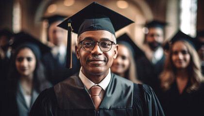 Fototapeta premium Multi ethnic group of successful graduates smiling together generated by AI