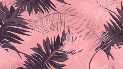 Palm pink leaves, tropical leaves pattern in pastel forest. generative ai, generative, ai