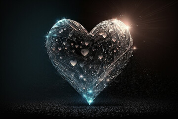 Big diamond heart with sparkle. Ai generated