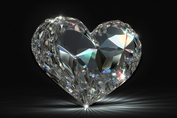 Fototapeta premium Big diamond heart with sparkle. Ai generated