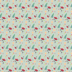 Seamless repeatable floral pattern of pastel scattered flowers on white background. stock illustration