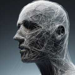 surreal portrait of a man made of wires, Generative AI
