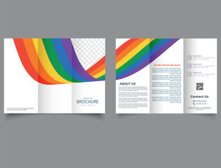 Pride month trifold brochure template. Waves. lyer report template. design vector illustration. Modern trifold template.
