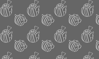 Vector pattern from teapots. China, Japan, East, tea ceremony, traditional tea drinking. Wrapping paper, wallpaper, fabric, gift wrapping. Shades of gray. Eps10