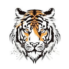 Stylized tiger head portrait illustration (Generative AI)
