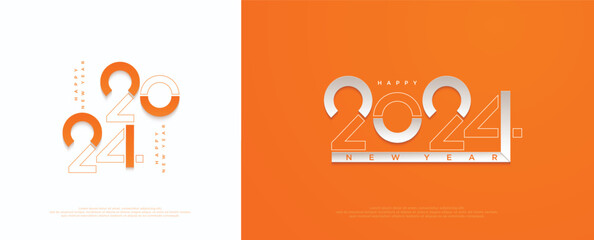 New year 2024 - White numbers on an orange background.