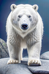 Obraz na płótnie Canvas polar bear on a rock, generative ai