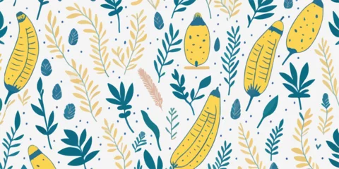 Foto op Canvas Decorative Details: Vector Illustration of Banana Patterns for Summer © valenia