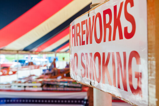 Fireworks: Sign Warns Buyers Not To Smoke In Tent