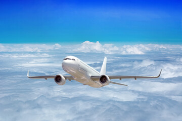  Passenger airplane in the clouds. 