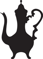 Coffee pot  old kettle Arabic icon black silhouette illustration - 606150883