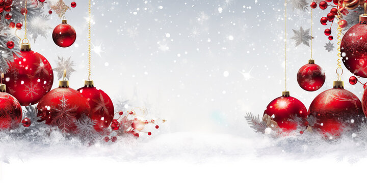 Banner Christmas, Red Decorated Christmas on white background.