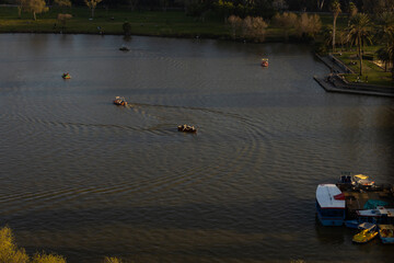 aerial view of the boat on the river